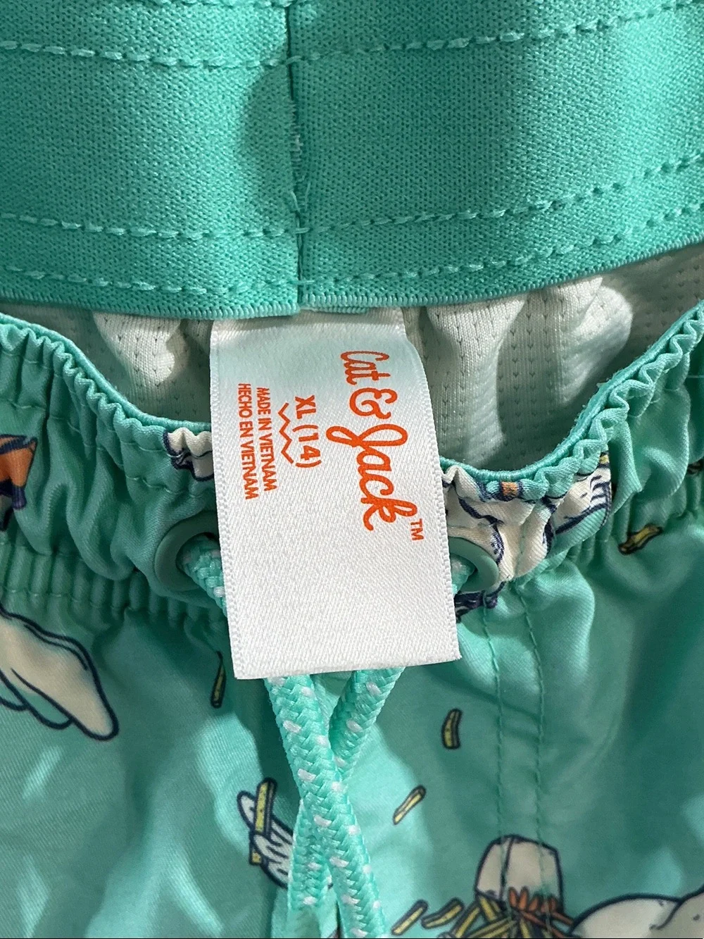 Cat & Jack Teal Seagull Pattern Kids Swim Trunks